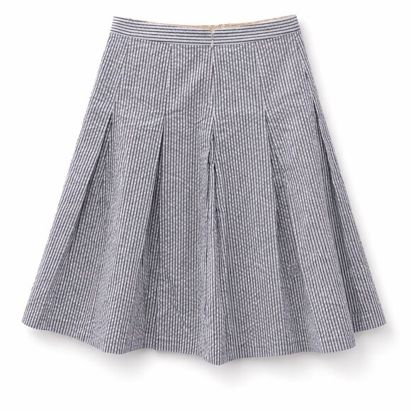 J.Crew Pleated Striped Cotton Skirt Women’s Size 2 Navy White A-Line Knee Length - Picture 3 of 10
